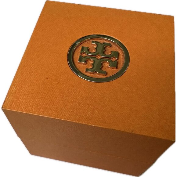 TORY BURCH Empty Watch Case Jewelry Gift Box Orange Gold AUTHENTIC - Picture 1 of 6